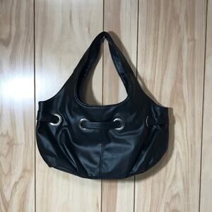 Avon Vintage Black Grommet Soft Faux Leather Medium Handbag